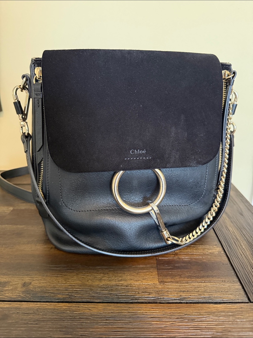 Chloe Medium Black Faye Shoulder Bag + Backpack